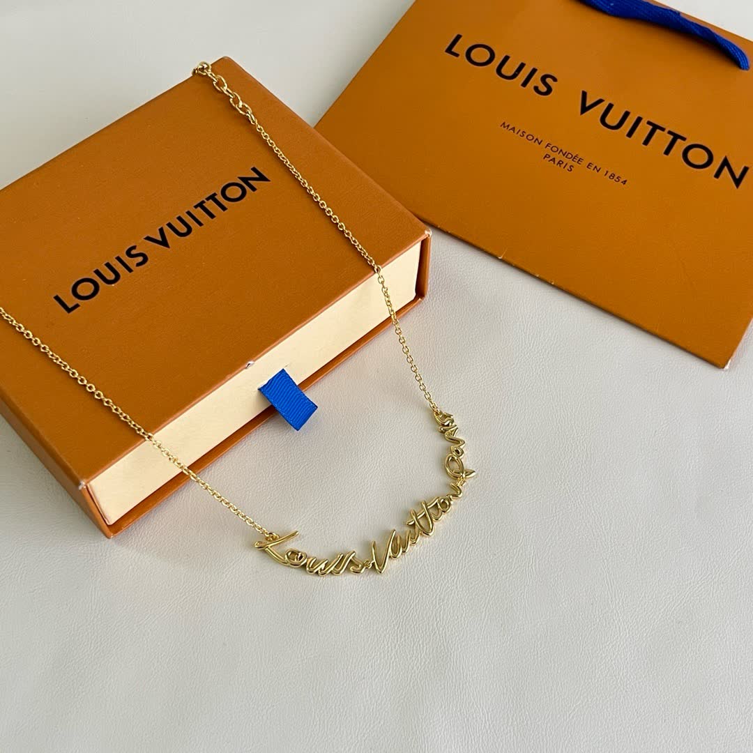 Louis Vuitton Gold Tone 'Louis Vuitton Paris' Script Anklet